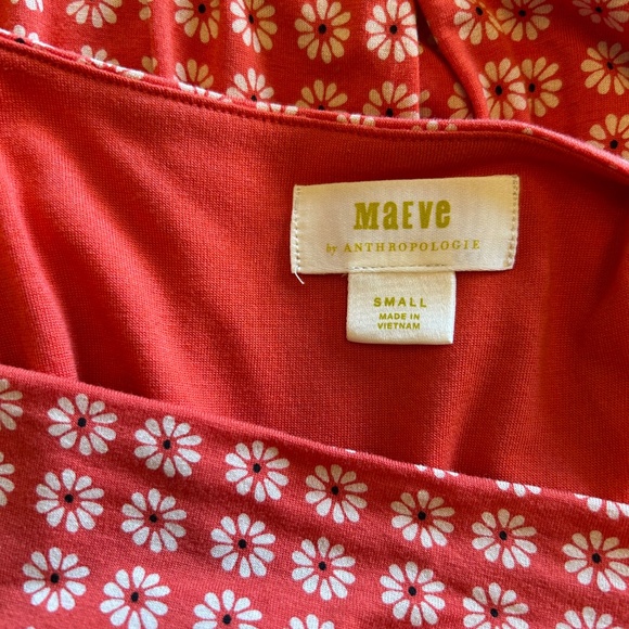 Anthropologie Maeve Dress Orange Floral Sleeveless Brianne Jersey Small - Picture 4 of 7